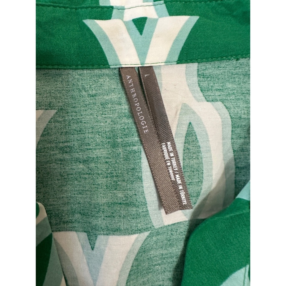 Anthropologie Somerset Maxi Shirt Dress Large Green Geometric Tiered Scandi - Picture 10 of 15